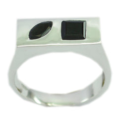 Violet boho toi et moi ring with silver band and two black stones set side by side