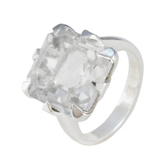 Alice Boho White Solitaire Ring with Clear Gemstone