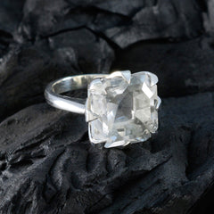 Alice Boho White Solitaire Ring with Clear Gemstone