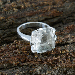 Alice Boho White Solitaire Ring with Clear Gemstone