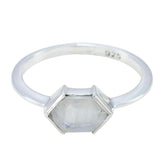 Aaliyah Boho White Solitaire Ring - Elegant Gemstone Jewelry Rainbow Moonstone White