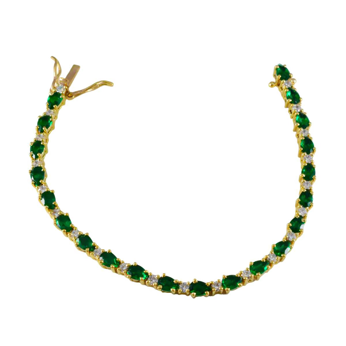 Sophia Bollywood Style Green Bracelet - Glamorous Gemstone Design Emerald CZ Green