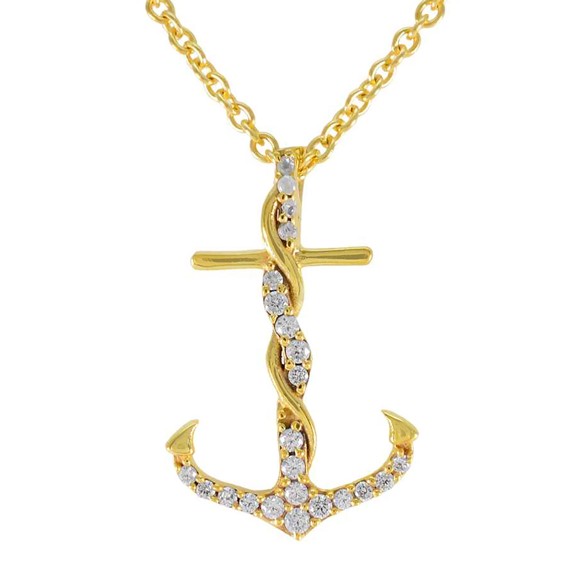 Bianca Anchor Pendant - Bridal Jewelry Online India White CZ White White