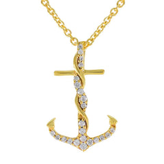 Bianca Anchor Pendant - Bridal Jewelry Online India White CZ White White