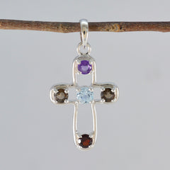 Clara Multicolor Gemstone Pendant in Sterling Silver