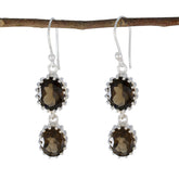 Lili Brown Dangle Earrings with Chic Design Smoky Quartz Brown Dangle