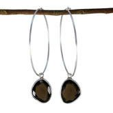 Soo-jin Brown Dangle Earrings with Elegant Design Smoky Quartz Brown Dangle