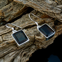 Min-seo Brown Dangle Earrings with Smoky Gemstone