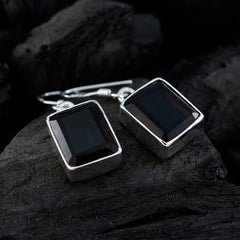 Min-seo Brown Dangle Earrings with Smoky Gemstone