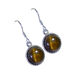 Rosa Brown Dangle Earrings with Tiger Eye Stone