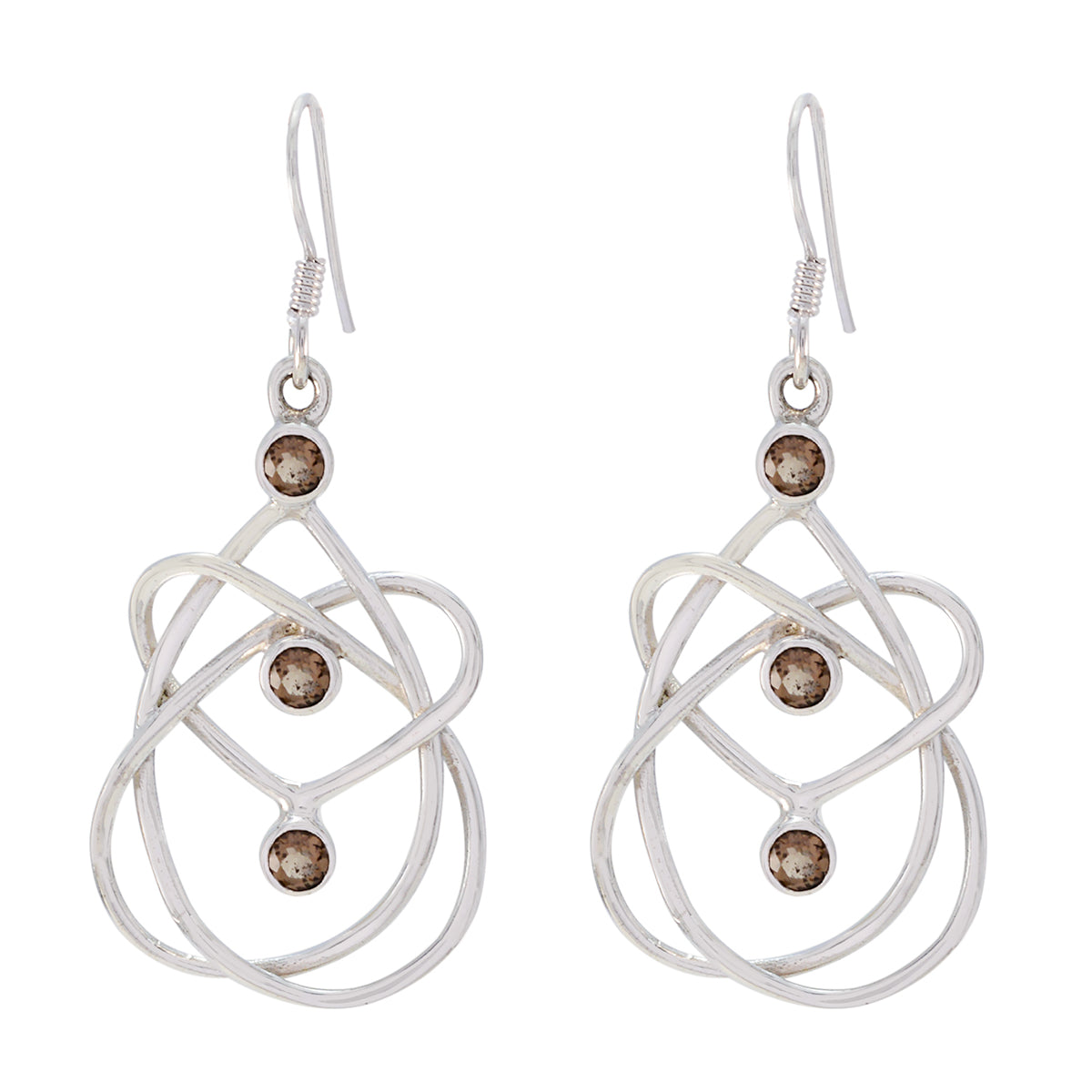 Maya Brown Featherlight Dangle Earrings - Unique Design Smoky Quartz Brown Dangle