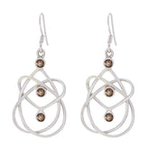 Maya Brown Featherlight Dangle Earrings - Unique Design Smoky Quartz Brown Dangle