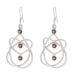 Maya Brown Featherlight Dangle Earrings - Unique Design Smoky Quartz Brown Dangle