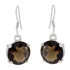 Seo-yeon Brown Featherlight Earrings for Everyday Glam Smoky Quartz Brown Dangle