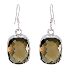 Yasmine Brown Gemstone Dangle Earrings for Glam Style Smoky Quartz Brown Dangle