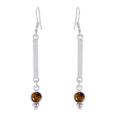 Ellie Brown Gemstone Earrings for Everyday Glam Tiger Eye Brown Dangle