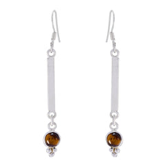 Ellie Brown Gemstone Earrings for Everyday Glam Tiger Eye Brown Dangle