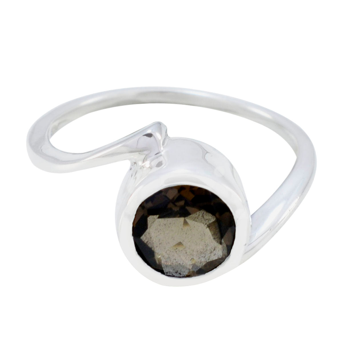 Noelia Brown Gemstone Ring in Elegant Silver Design Smoky Quartz Brown