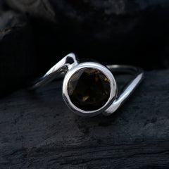 Noelia Brown Gemstone Ring in Elegant Silver Design