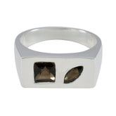 Victoria brown gemstone toi et moi ring with square and marquise stones in silver setting
