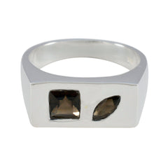 Victoria brown gemstone toi et moi ring with square and marquise stones in silver setting