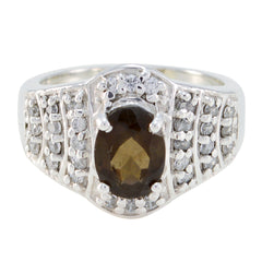 Zoe Brown Halo Ring with Elegant Gemstone Detail smoky quartz Brown