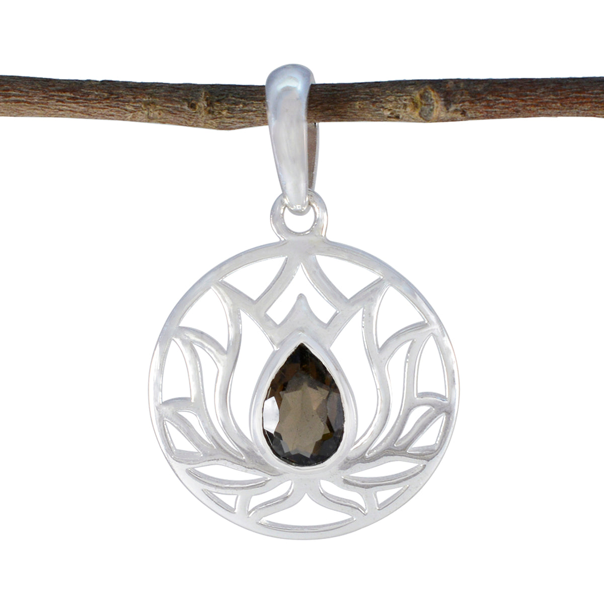 Eleanor Brown Rope Wire Pendant with Gemstone Detail Smoky Quartz Brown Brown