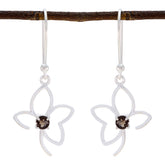 Katarina Brown Solitaire Dangle Earrings for Glam Smoky Quartz Brown Dangle