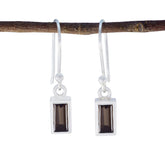 Mia Brown Solitaire Dangle Earrings for Everyday Glam Smoky Quartz Brown Dangle