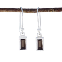Mia Brown Solitaire Dangle Earrings for Everyday Glam Smoky Quartz Brown Dangle