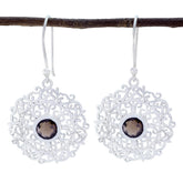 Nella Brown Solitaire Dangle Earrings for Everyday Glam Smoky Quartz Brown Dangle