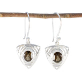 Ana Brown Solitaire Dangle Earrings for Everyday Glam Smoky Quartz Brown Dangle