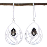 Constanza Brown Solitaire Dangle Earrings for Glam Style Smoky Quartz Brown Dangle