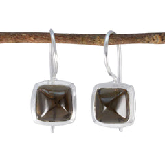 Dayana Brown Solitaire Dangle Earrings for Everyday Glam Smoky Quartz Brown Dangle