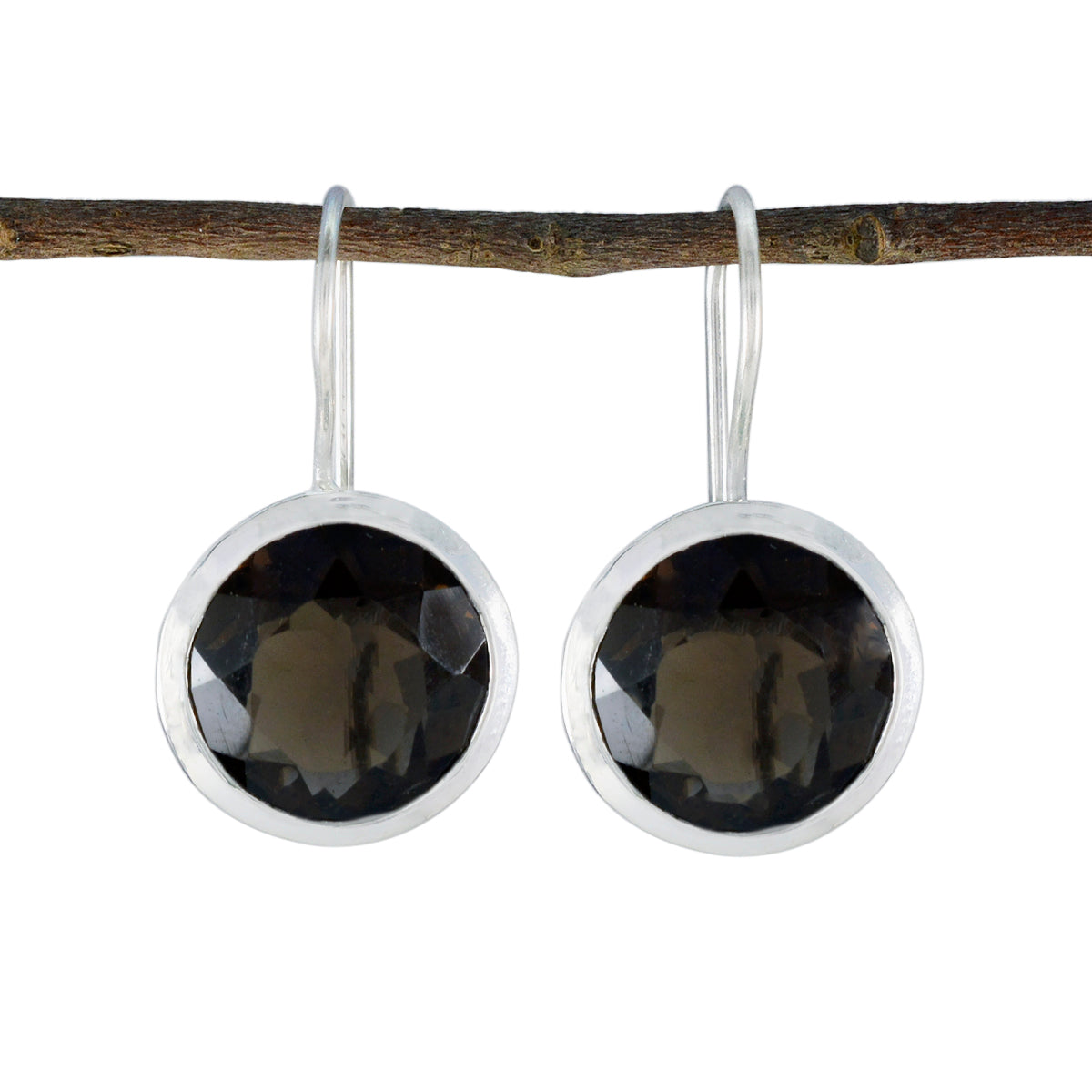 Florencia Brown Solitaire Dangle Earrings for Any Occasion Smoky Quartz Brown Dangle