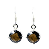 Ha-eun Brown Solitaire Dangle Earrings for Fashionistas Smoky Quartz Brown Dangle