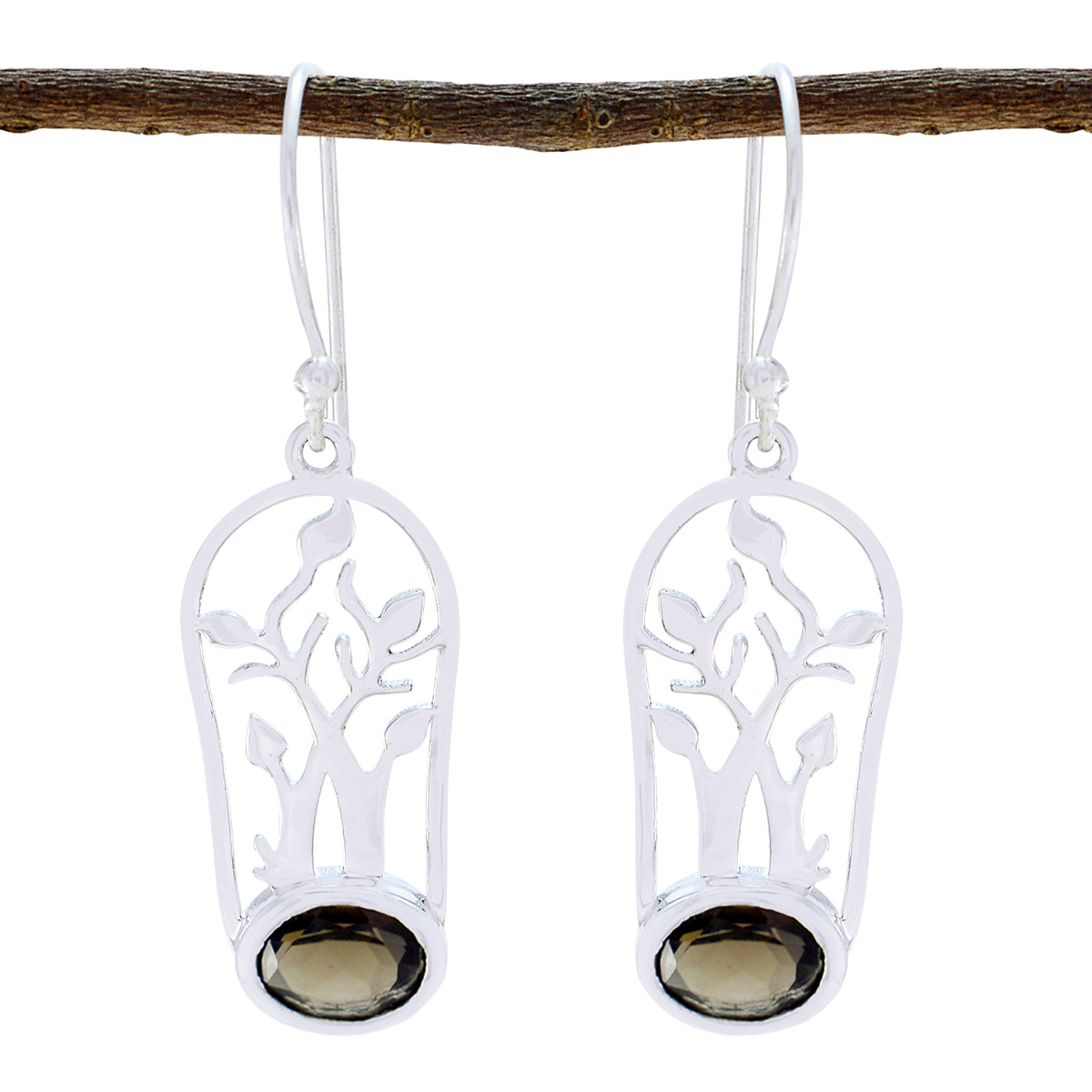 Sophia Brown Solitaire Dangle Earrings for Everyday Glam Smoky Quartz Brown Dangle