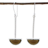 Chen Brown Solitaire Dangle Earrings for Everyday Glam Smoky Quartz Brown Dangle