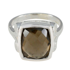 Dewi Sophisticated Brown Solitaire Ring Smoky Quartz Brown