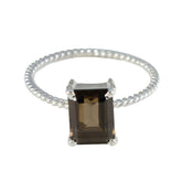 Nisa Brown Solitaire Ring for Women with Twisted Band Smoky Quartz Brown
