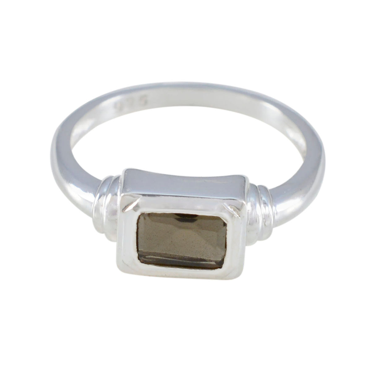 Liyana Brown Solitaire Ring for Women in Silver Smoky Quartz Brown