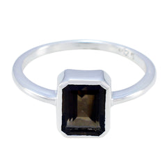 Liyana Brown Solitaire Ring with Sterling Silver Band smoky quartz Brown