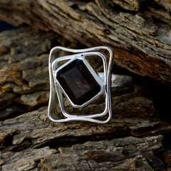 Aisha Brown Solitaire Statement Ring with Silver Frame