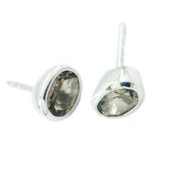 Mariana Brown Solitaire Stud Earrings in Silver