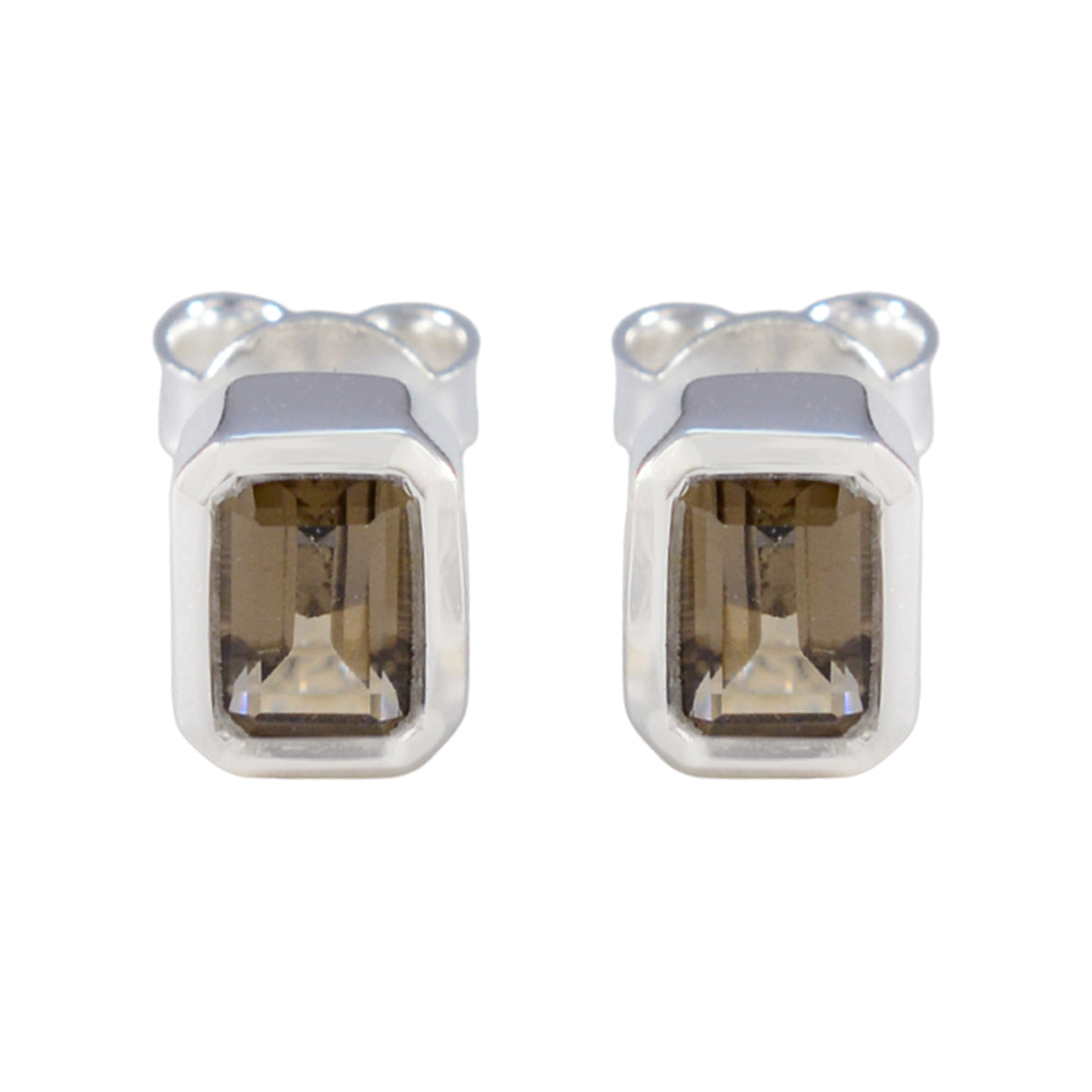 Nayara Brown Solitaire Stud Earrings for Any Occasion Smoky Quartz Brown Stud