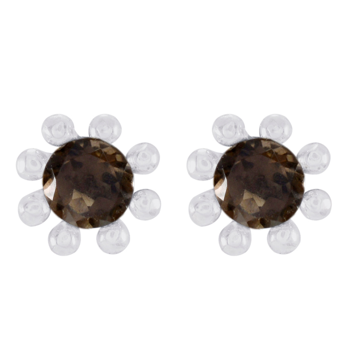 Isadora Brown Solitaire Stud Earrings for Everyday Glam Smoky Quartz Brown Stud