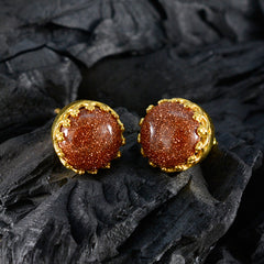 Angeles Brown Stone Stud Earrings for Everyday Glam