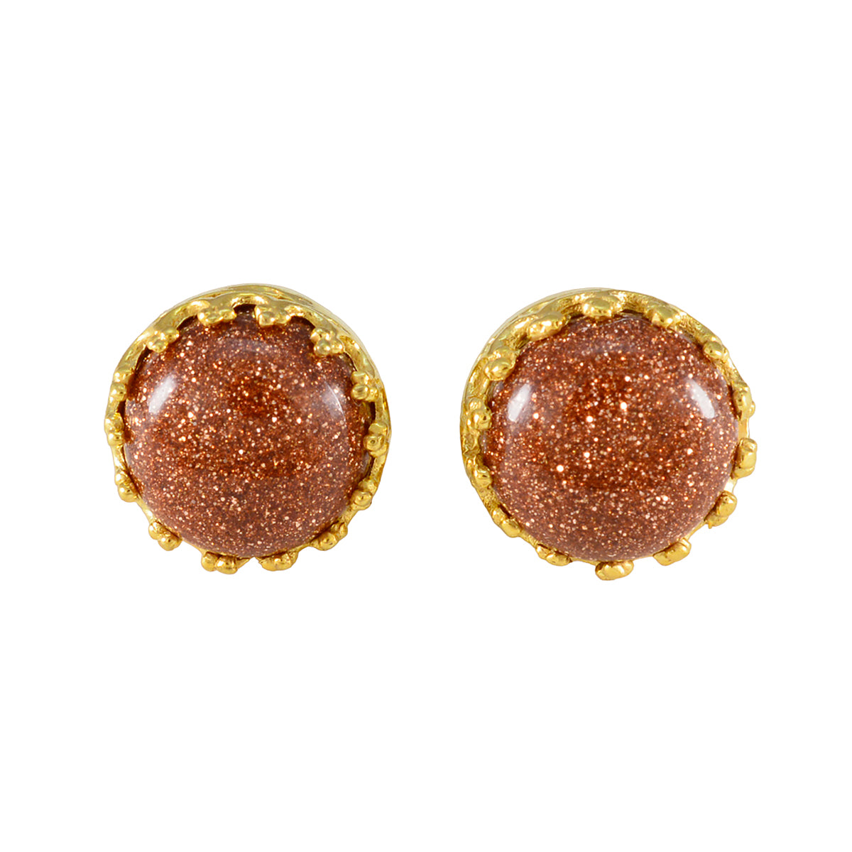 Angeles Brown Stone Stud Earrings for Everyday Glam Sun Stone Brown Stud