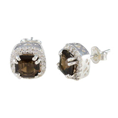 Josephine Brown Stud Earrings with Sparkling Detail