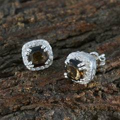 Josephine Brown Stud Earrings with Sparkling Detail